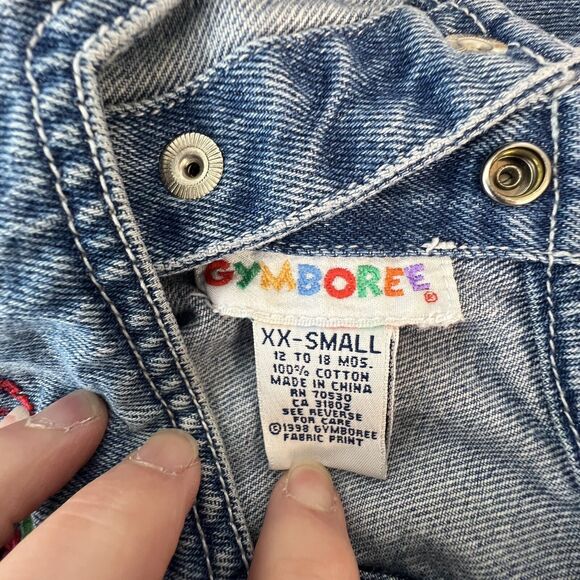 Vintage Gymboree Rainbow‎ Tag 90s Denim Dress Embroidered Flowers 12 - 18 months - Picture 3 of 6